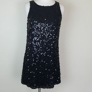 Rolando Santana Black Sequin Mini Dress